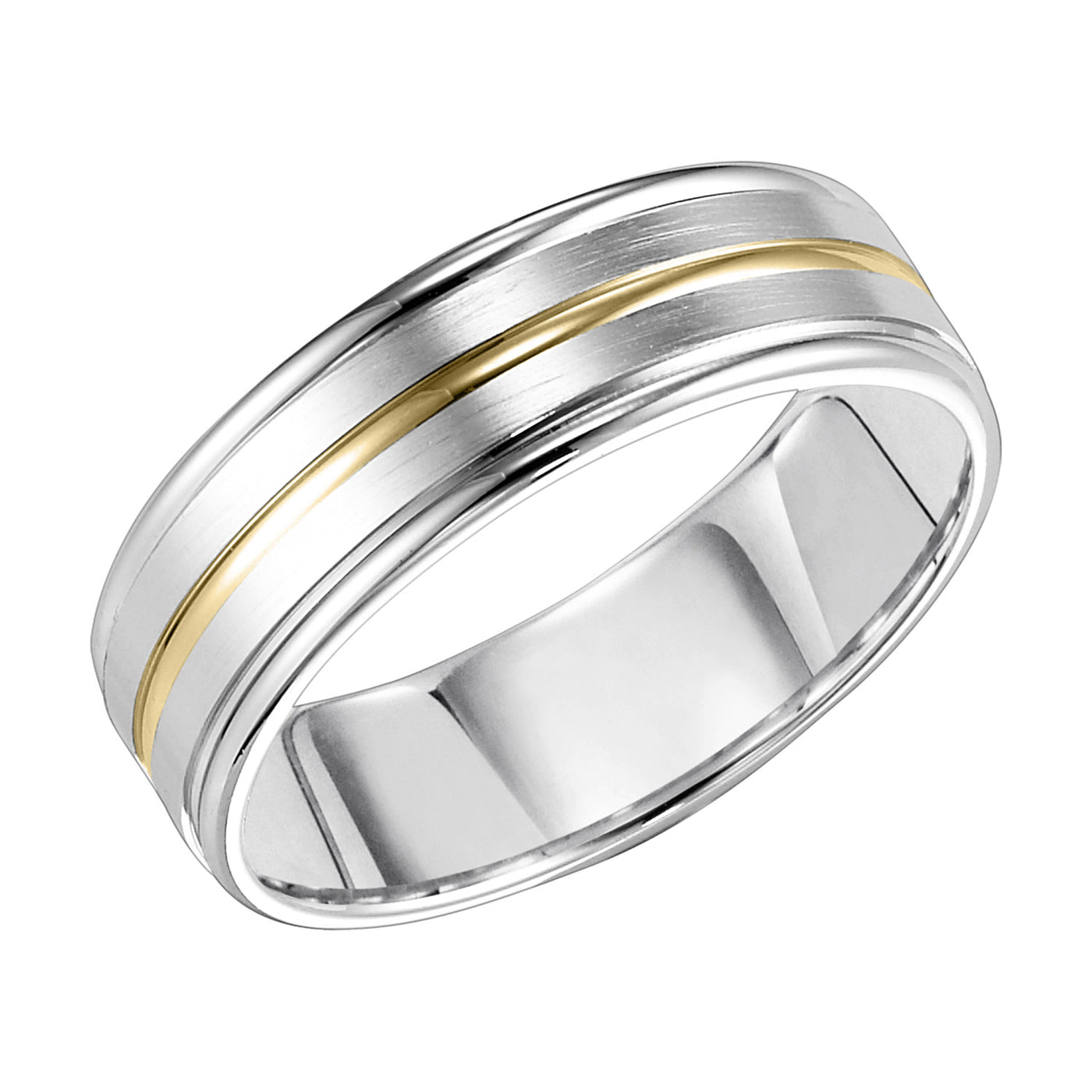 White and Yellow Gold 7mm Men's Wedding Band