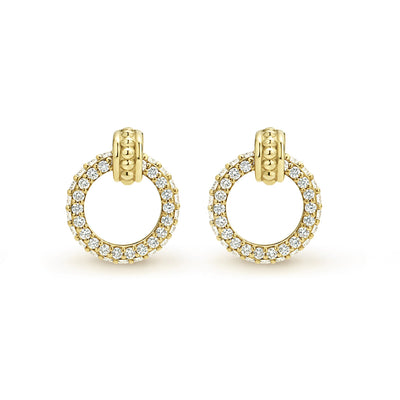 Meridian 18K Gold Circle Diamond Stud Earrings