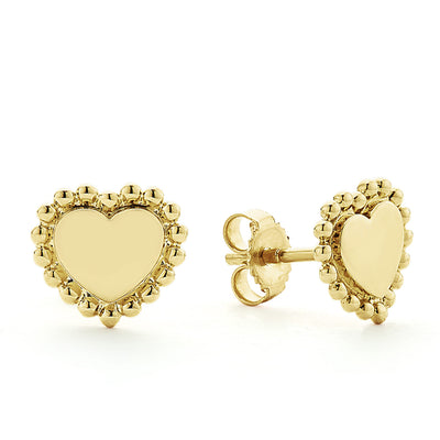 KSL 18K Gold Heart Stud Earrings