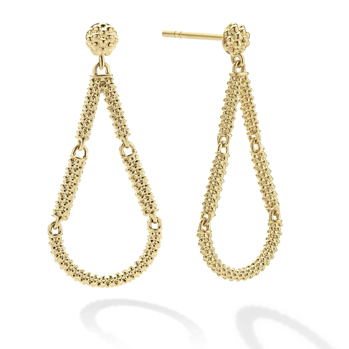 Signature Caviar Petite 18K Gold Superfine Caviar Tear Drop Earrings