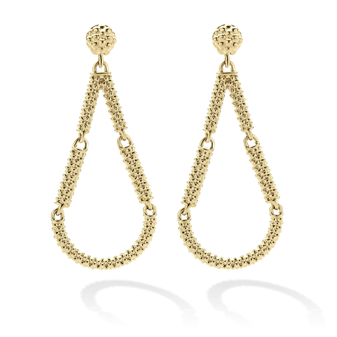 Signature Caviar Petite 18K Gold Superfine Caviar Tear Drop Earrings