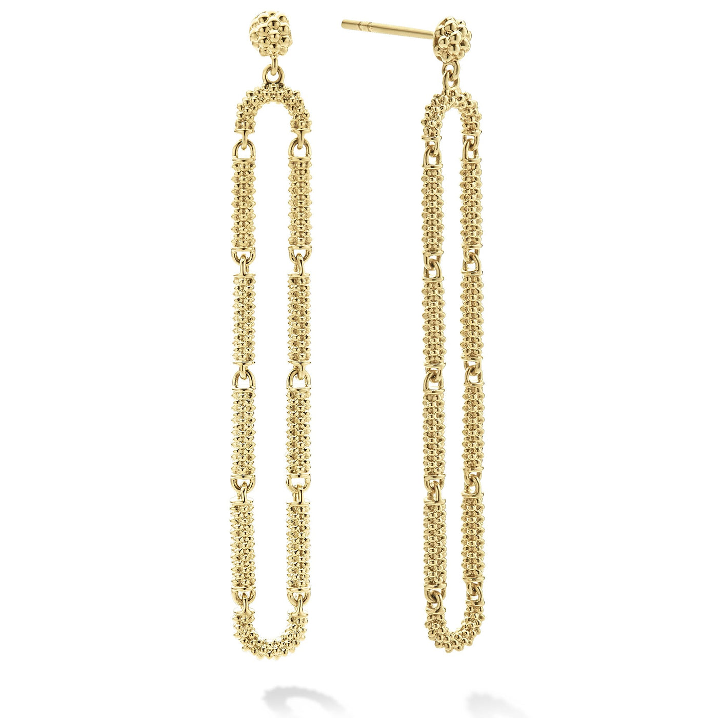 Signature Caviar Long 18K Gold Superfine Caviar Drop Earrings