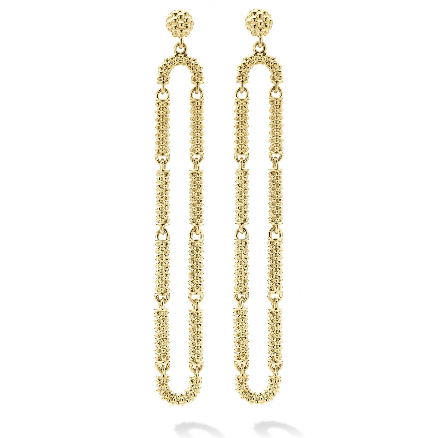 Signature Caviar Long 18K Gold Superfine Caviar Drop Earrings