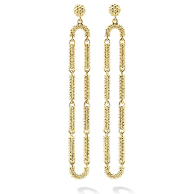 Signature Caviar Long 18K Gold Superfine Caviar Drop Earrings