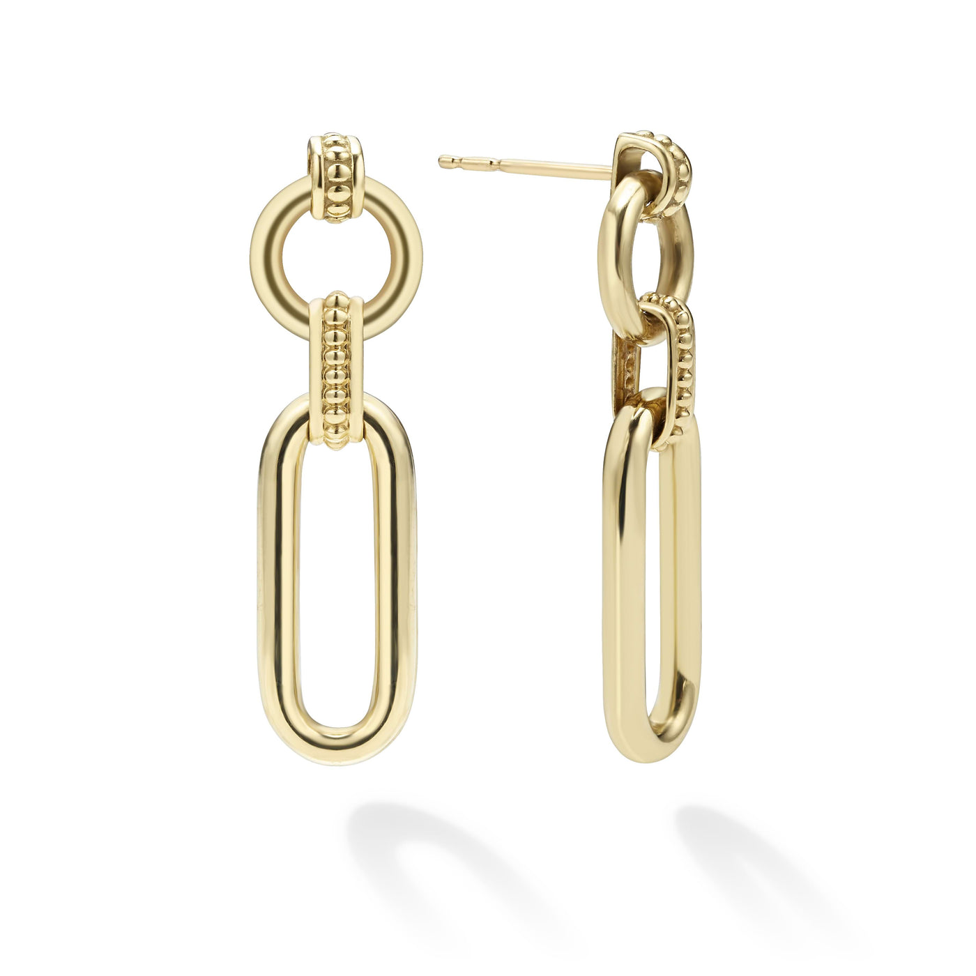 Signature Caviar 18K Gold Link Drop Earrings