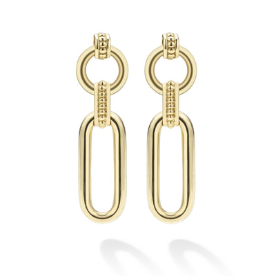 Signature Caviar 18K Gold Link Drop Earrings