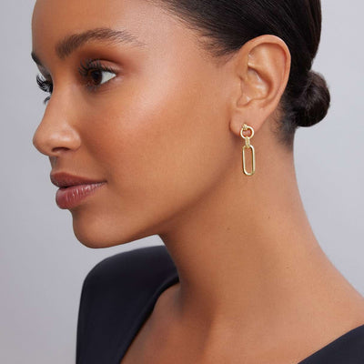 Signature Caviar 18K Gold Link Drop Earrings