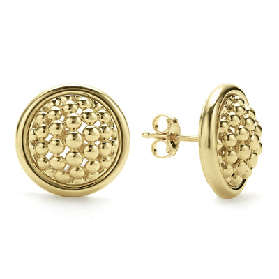 Meridian 18K Gold Caviar Stud Earrings