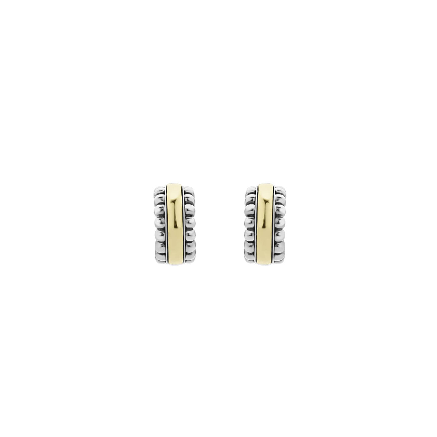 Signature Caviar Two-Tone Flute Huggie Earrings