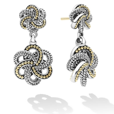 Love Knot Two Tone Love Knot Drop Earrings