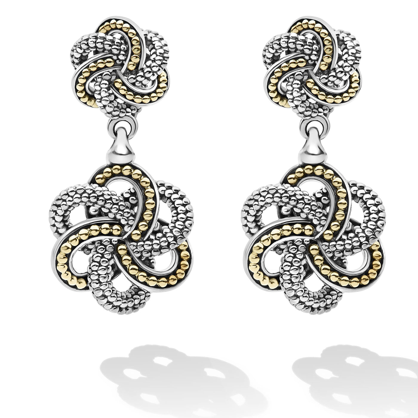 Love Knot Two Tone Love Knot Drop Earrings