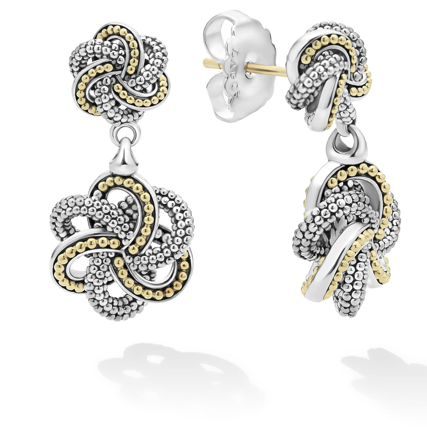 Love Knot Two Tone Love Knot Drop Earrings