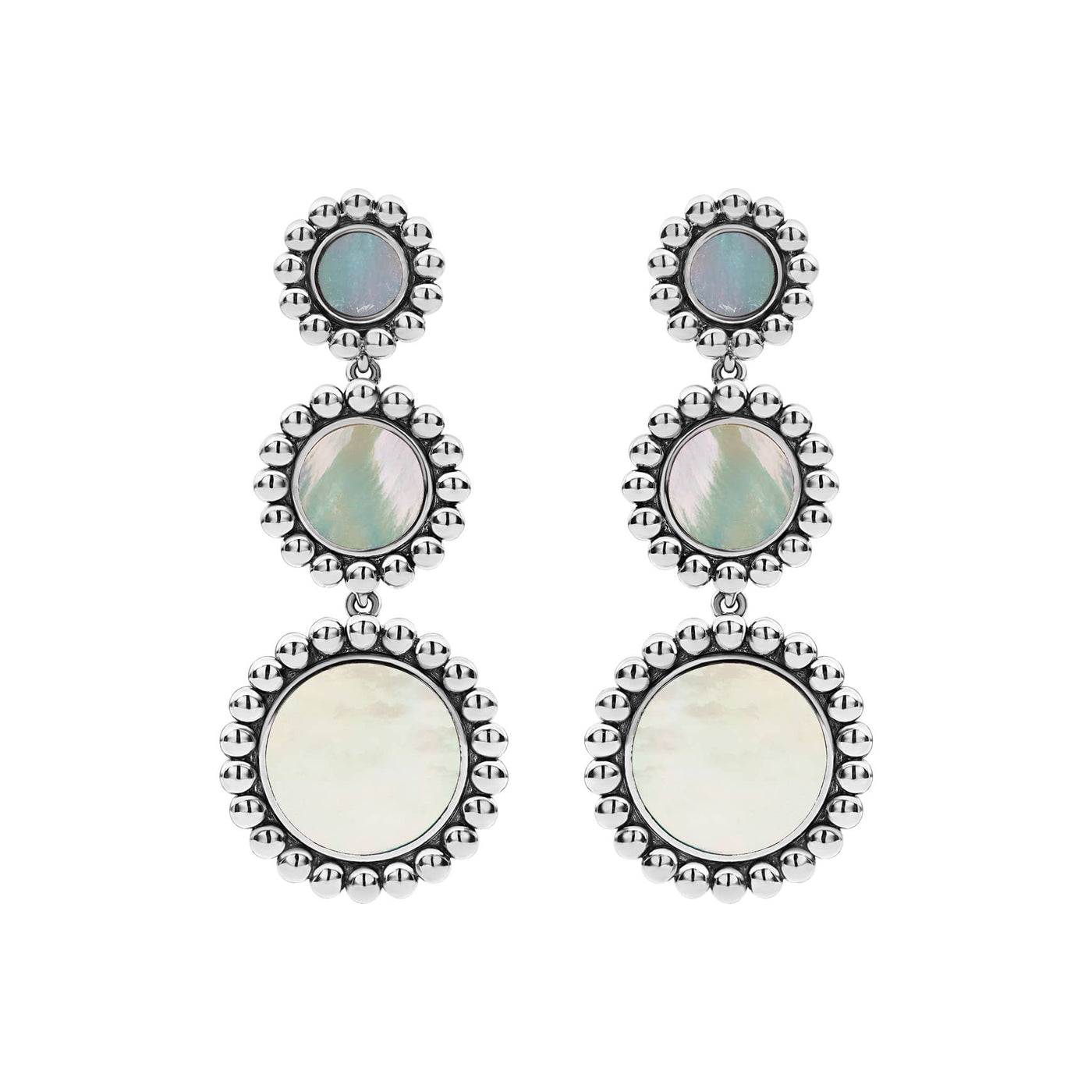 White Mother of Pearl|caviar earrings,drop earrings,lagos earrings,gemstone earrings