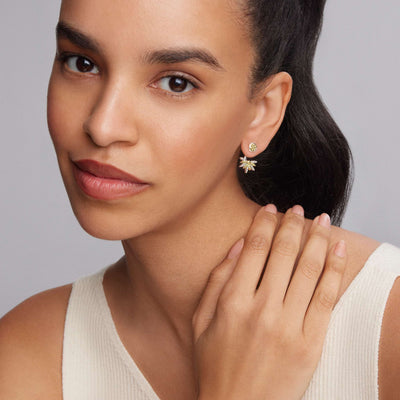 Signature Caviar Two-Tone Stud Earrings with Earring Jacket