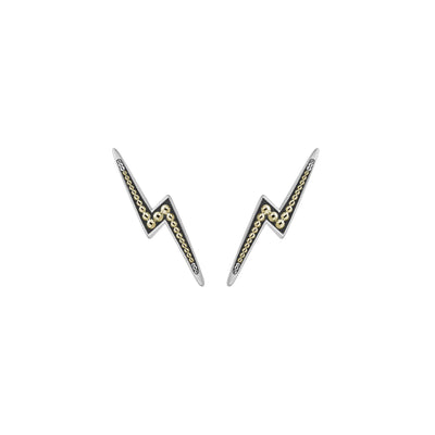 Signature Caviar Two-Tone Lightning Bolt Stud Earrings