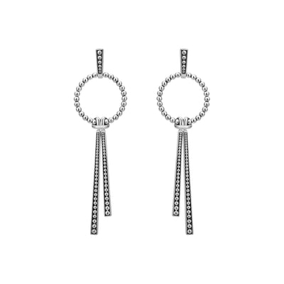 Signature Caviar Double Station Linear Drop Earrings