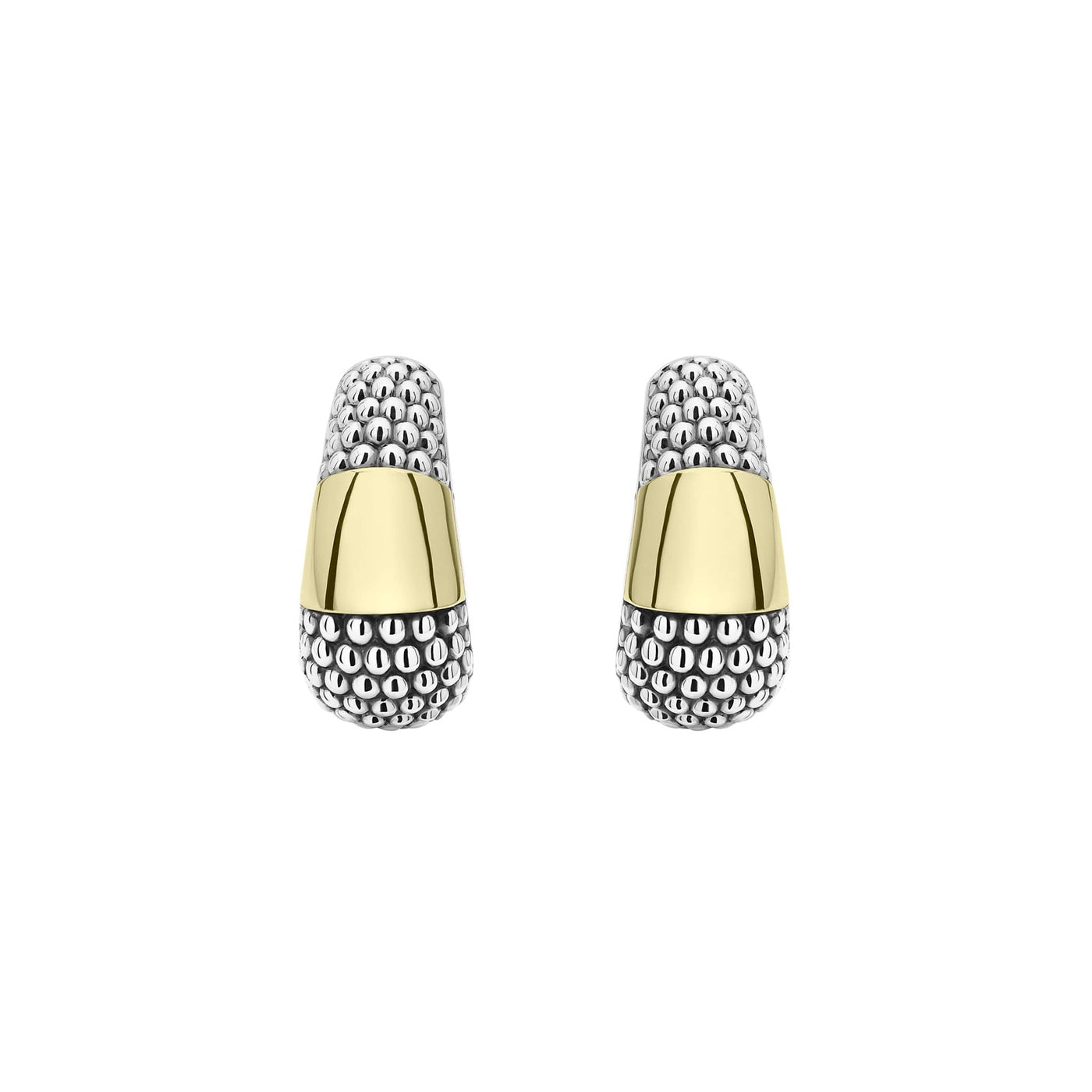 High Bar Two-Tone Caviar Omega Clip Earrings