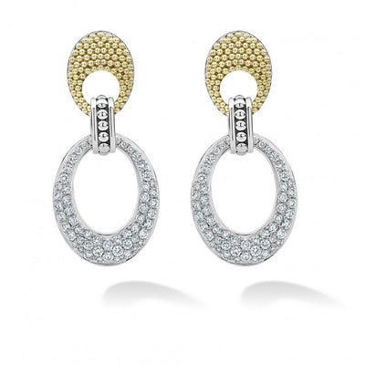 Caviar Lux Caviar Oval Diamond Drop Earrings