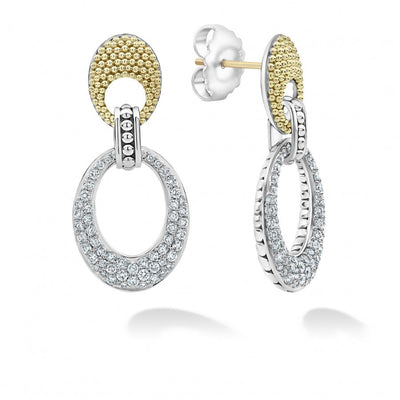 Caviar Lux Caviar Oval Diamond Drop Earrings