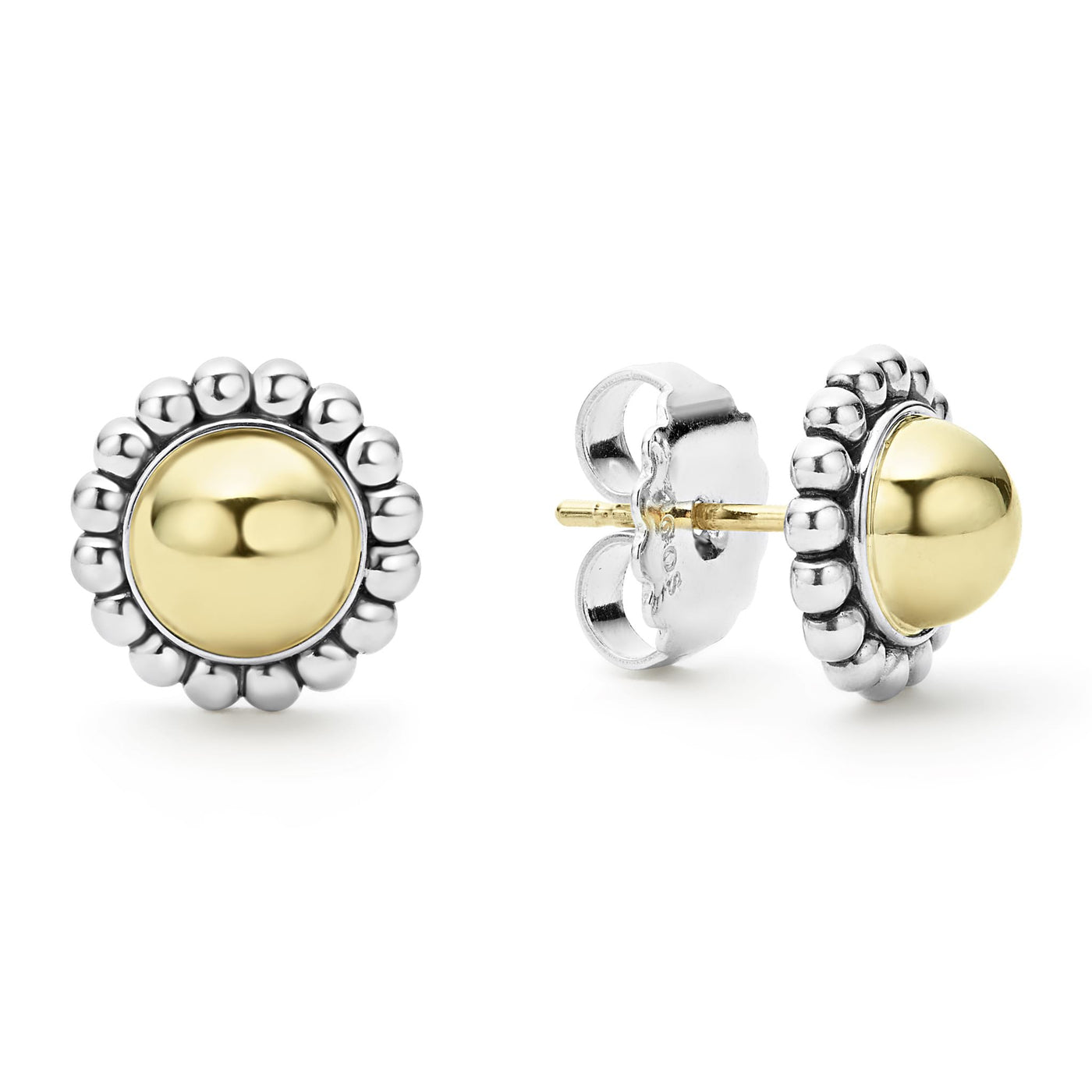 High Bar Two-Tone Caviar Stud Earrings