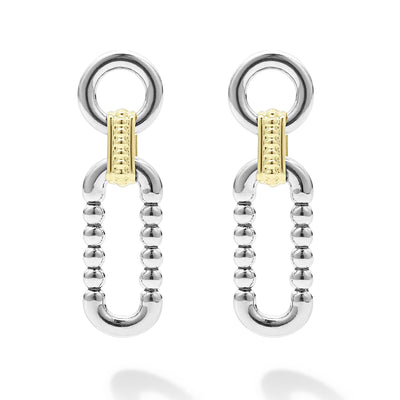 Signature Caviar Two-Tone Link Drop Earrings