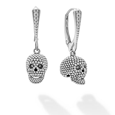 Anthem Caviar Beaded Skull Drop Earrings