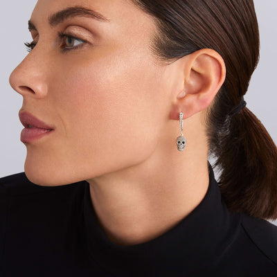 Anthem Caviar Beaded Skull Drop Earrings