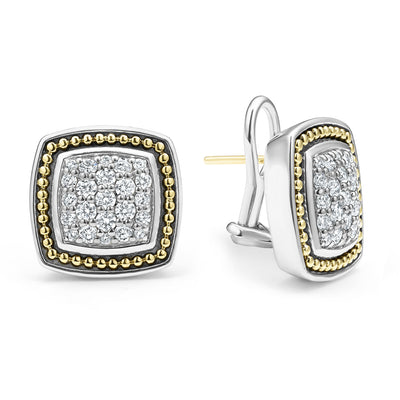 Rittenhouse Two-Tone Caviar Diamond Omega Clip Earrings