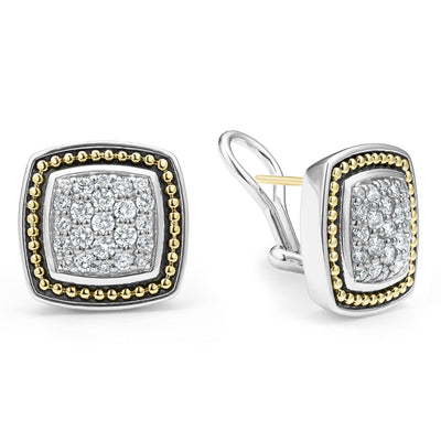 Rittenhouse Two-Tone Caviar Diamond Omega Clip Earrings