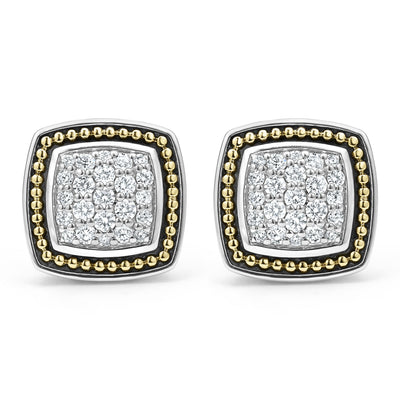 Rittenhouse Two-Tone Caviar Diamond Omega Clip Earrings