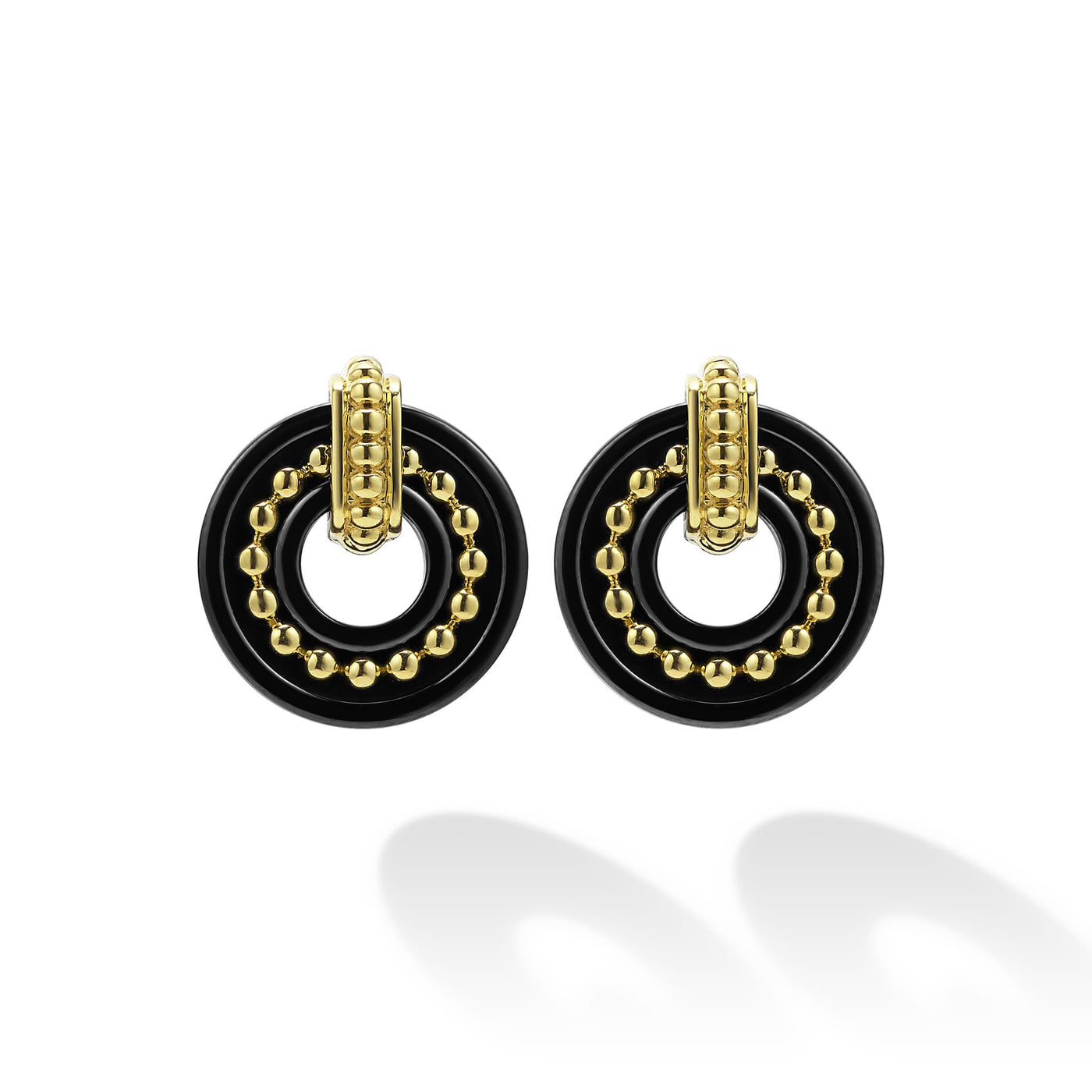 Black Caviar 18K Gold and Black Ceramic Stud Earrings