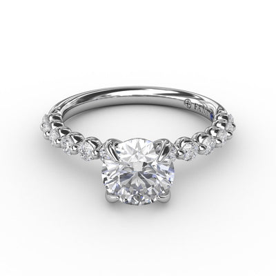 Contemporary Round Diamond Solitaire Engagement Ring With Diamond Band