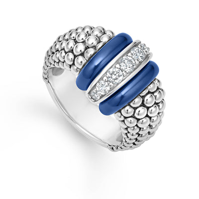 Blue Caviar Ceramic Caviar Diamond Ring