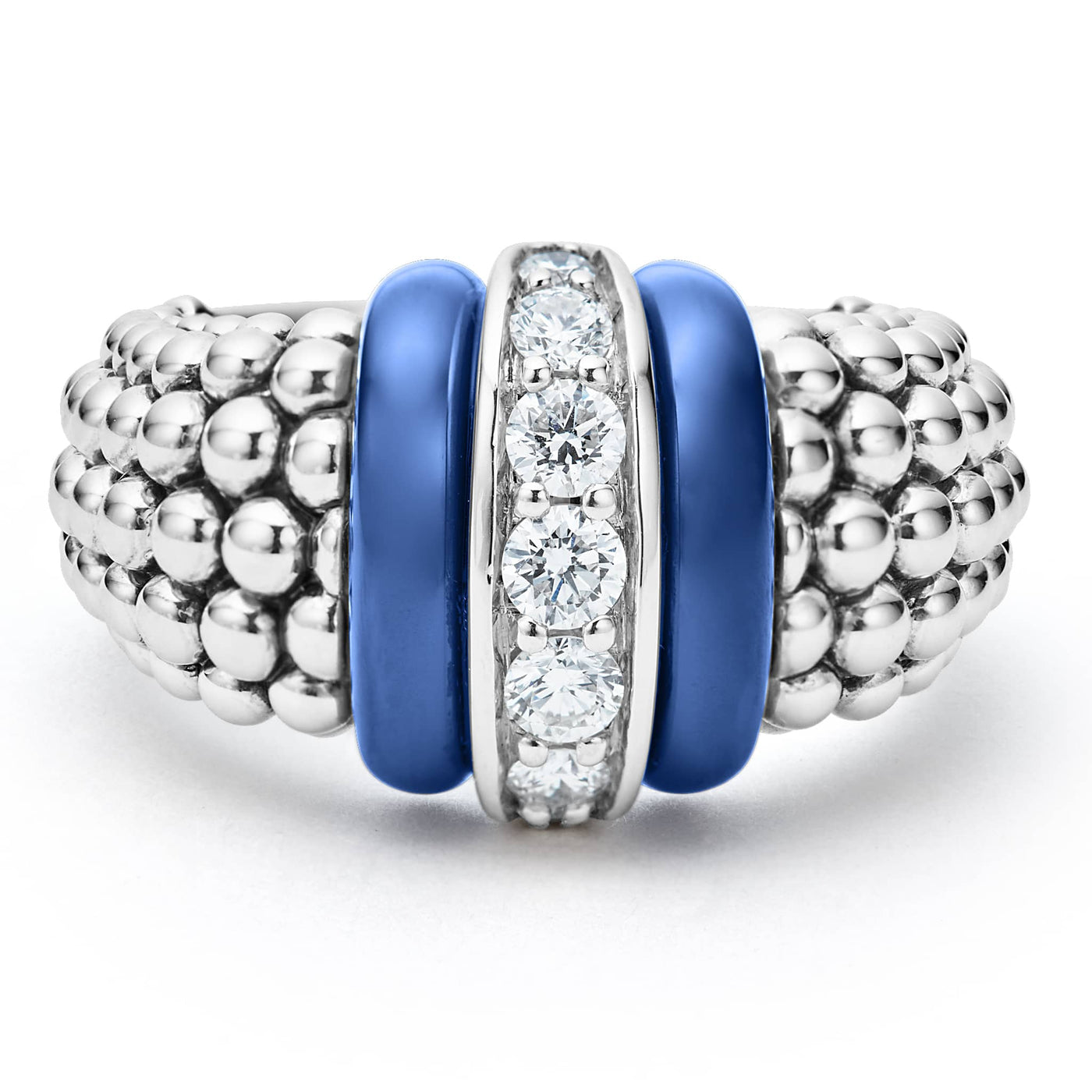 Blue Caviar Ceramic Caviar Diamond Ring