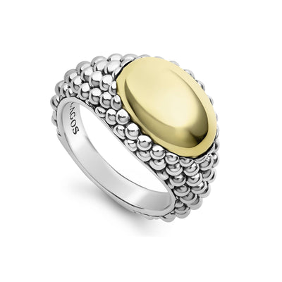 High Bar Smooth Two-Tone Caviar Ring