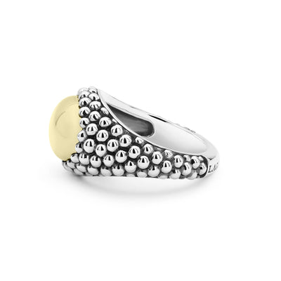 High Bar Smooth Two-Tone Caviar Ring