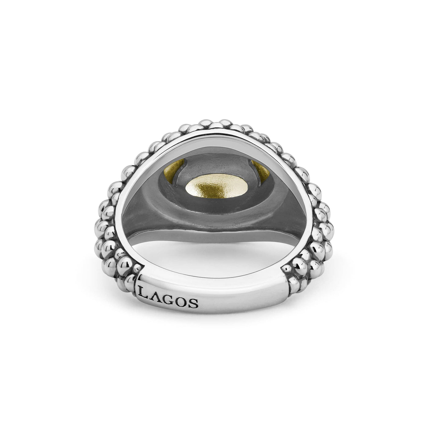 High Bar Smooth Two-Tone Caviar Ring