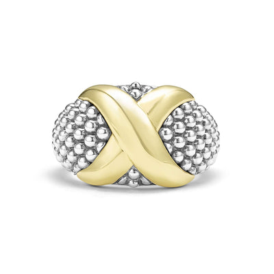 Embrace Two-Tone X Caviar Dome Ring