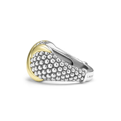 Embrace Two-Tone X Caviar Dome Ring