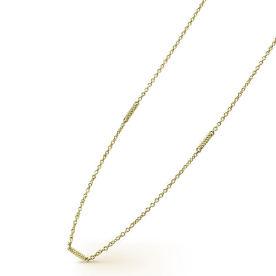 Signature Caviar 18K Gold Superfine Station Chain Necklace