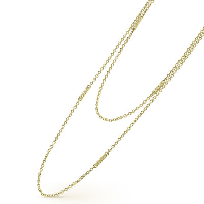 Signature Caviar 18K Gold Superfine Station Chain Necklace