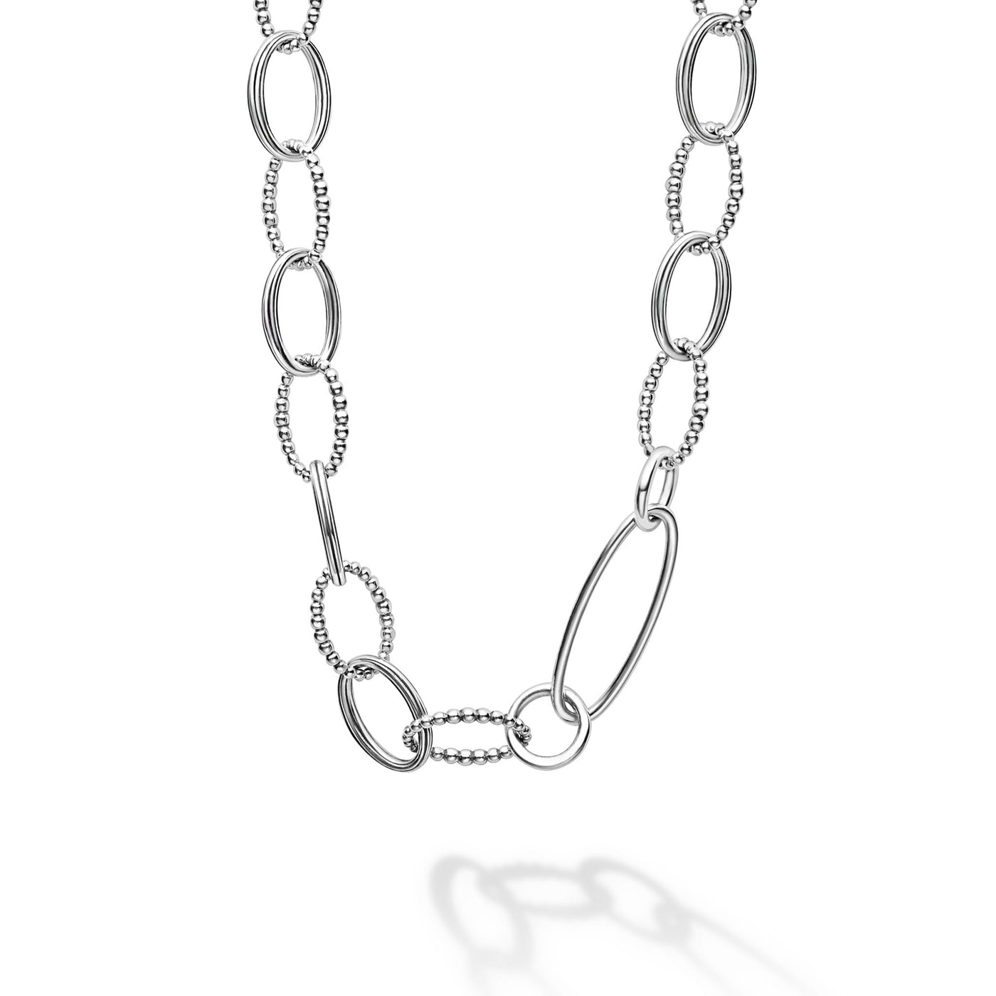 Signature Caviar Sterling Silver Link Necklace