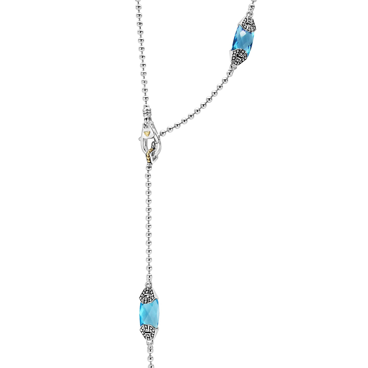 Swiss Blue Topaz|caviar necklace,gemstone necklace,designer necklace,statement necklace