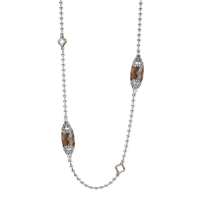 Smokey Quartz|caviar necklace,gemstone necklace,designer necklace,statement necklace