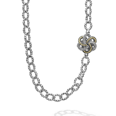 Love Knot Four Station Two-Tone Love Knot Necklace