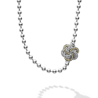 Love Knot Five Station Two-Tone Love Knot Necklace