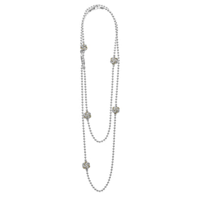 Love Knot Five Station Two-Tone Love Knot Necklace