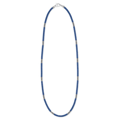 Blue Caviar Silver Station Ceramic Beaded Necklace 3mm