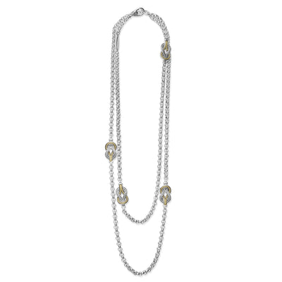 Newport Four Station Two-Tone Knot Necklace