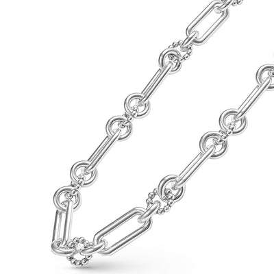 Signature Caviar Silver Link Necklace